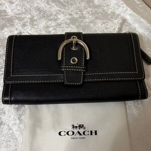 Coach Soho Buckle Tri-Fold Leather Wallet